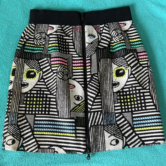 Rare Milly Multicolor Tootsies Mod Face Print Mini Skirt - Picture 3 of 6